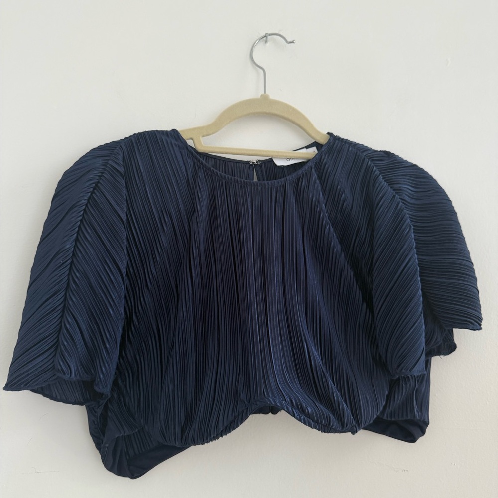 NWOT Onia underwire crop top Navy Pleated Blouse